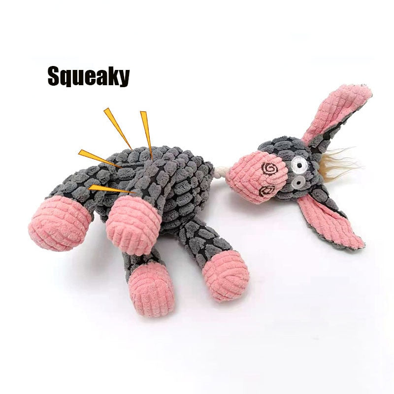 Plush Donkey Dog Toy: Fun Corduroy Chew Toy with Squeaker - Ideal for Dogs, Puppies, and Pet Training