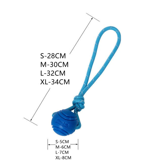 Bounce-n-Tug: High-Quality Rubber Chew Ball for Dogs - Interactive Bouncy Toy with Resistance String for Playful Fun
