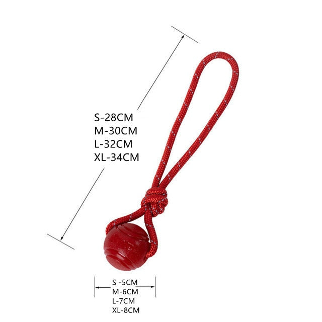 Bounce-n-Tug: High-Quality Rubber Chew Ball for Dogs - Interactive Bouncy Toy with Resistance String for Playful Fun