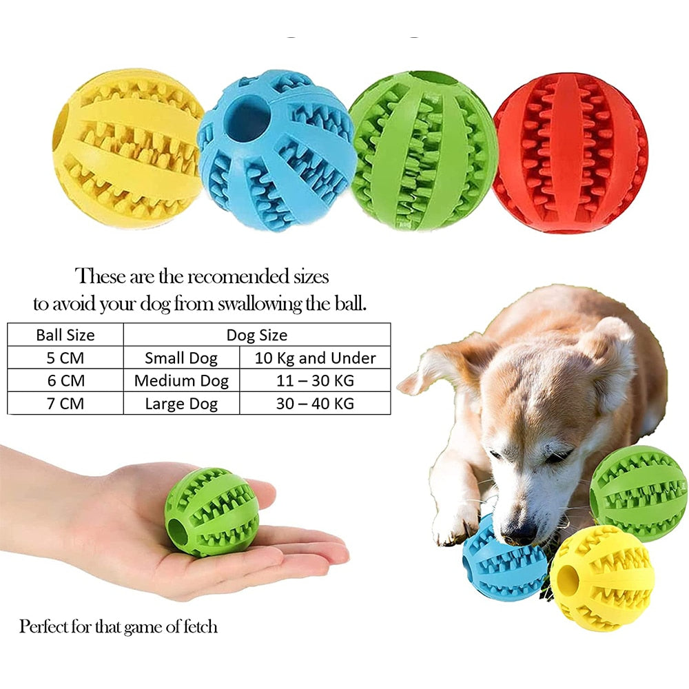 Durable Rubber Dog Ball Toys for Puppies and Large Dogs - Funny and Interactive Pet Toys for Tooth Cleaning and Snack Dispensing