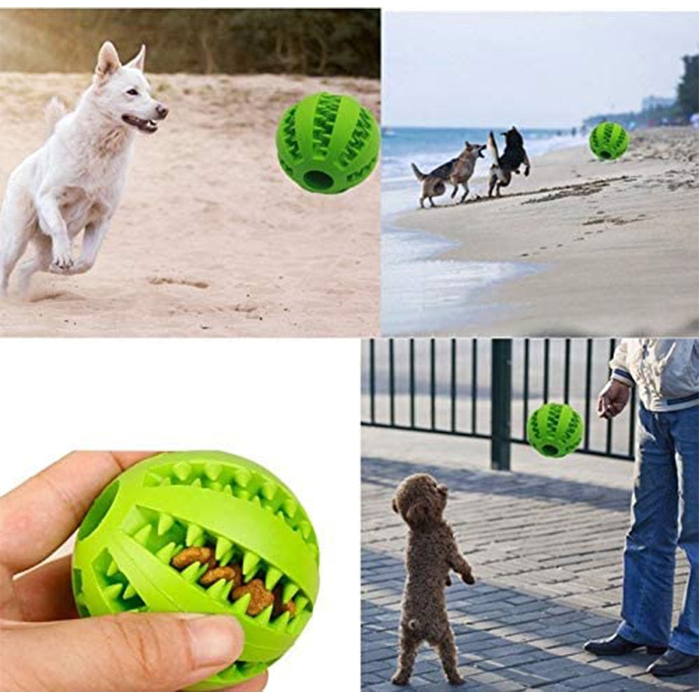Durable Rubber Dog Ball Toys for Puppies and Large Dogs - Funny and Interactive Pet Toys for Tooth Cleaning and Snack Dispensing