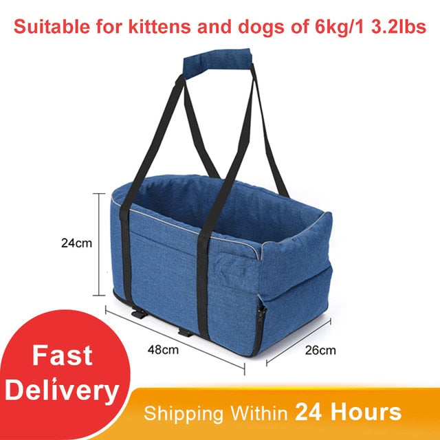 TravelSafe: Portable Pet Dog Car Seat with Central Control and Nonslip Design - Safe and Comfortable Carriers for Small Dogs and Cats During Travel