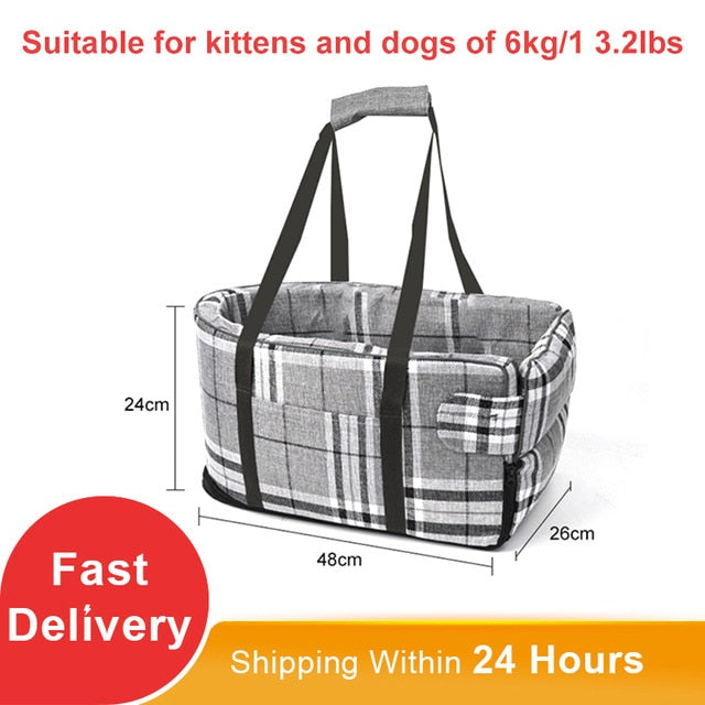 TravelSafe: Portable Pet Dog Car Seat with Central Control and Nonslip Design - Safe and Comfortable Carriers for Small Dogs and Cats During Travel