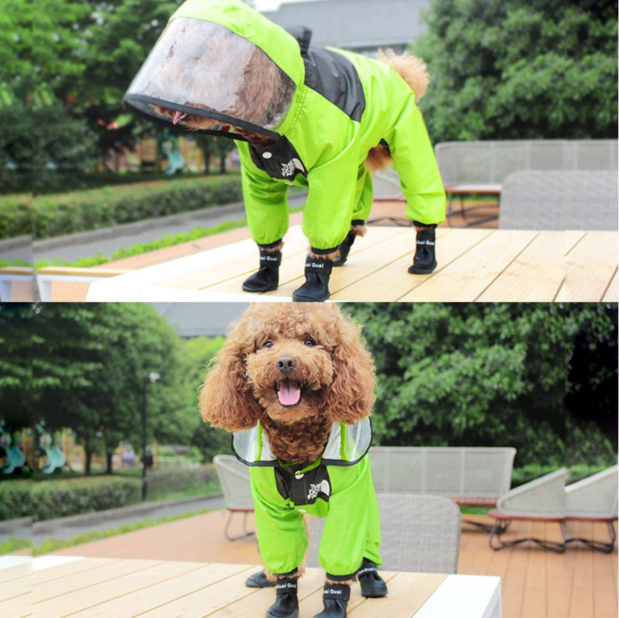 Pet Dog Raincoat: Transparent Hooded Jumpsuit Waterproof Coat for Dogs and Cats