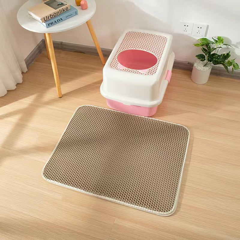 Double Layer Waterproof Cat Litter Pad - Non-slip EVA Mat for Easy Cleaning and Pet Hygiene