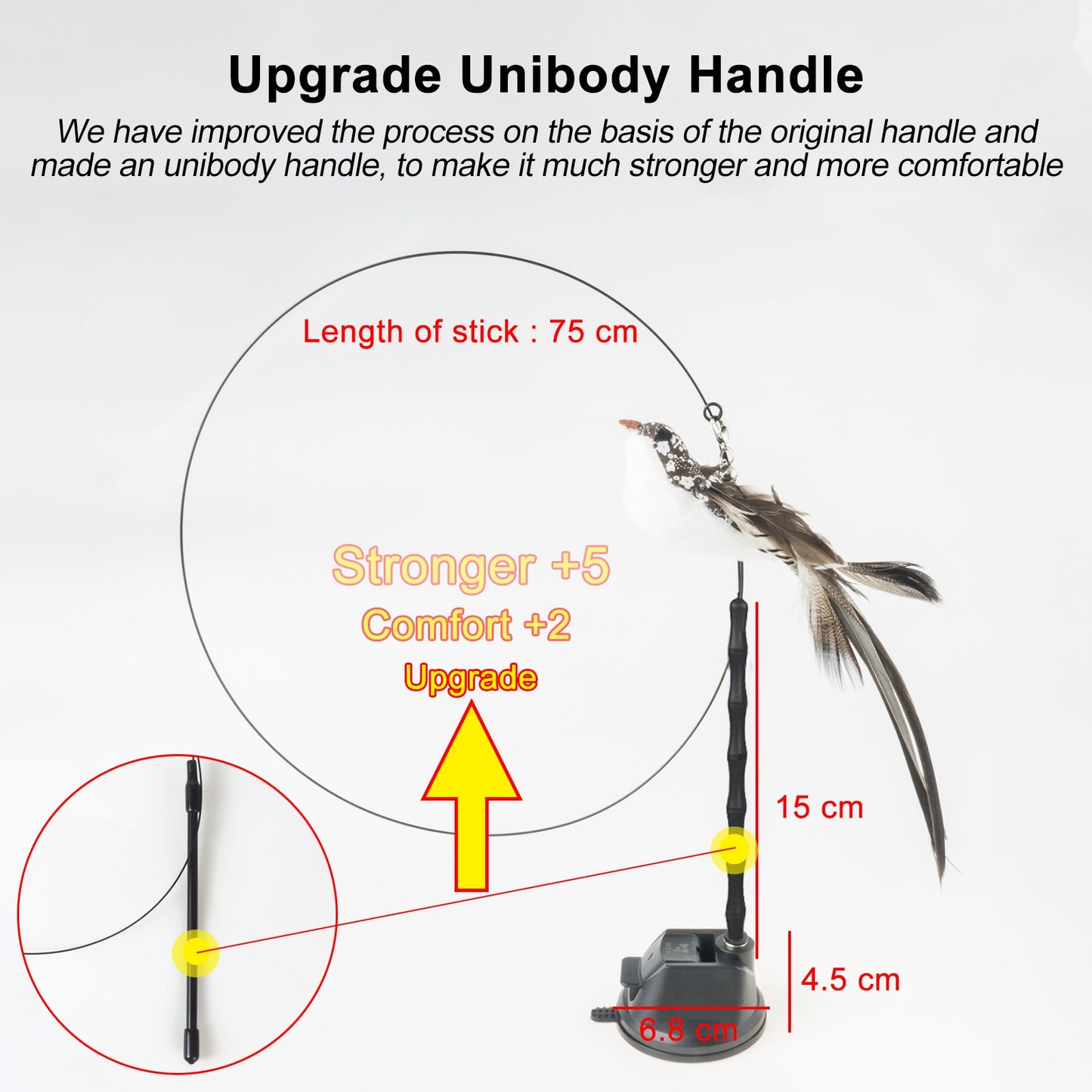 Hands-Free Bird/Feather Cat Wand with Bell: Powerful Suction Cup Interactive Toys for Cats and Kittens - Promote Hunting Instincts and Provide Exercise