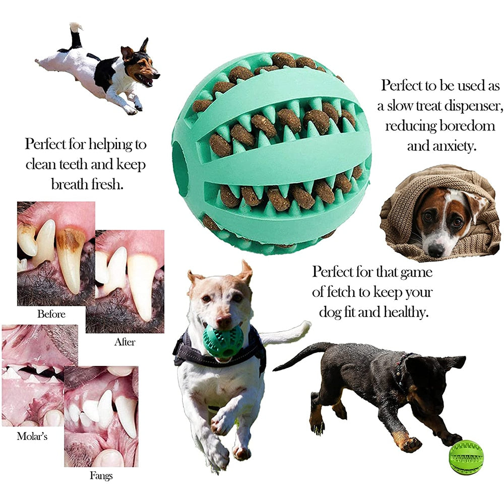 Durable Rubber Dog Ball Toys for Puppies and Large Dogs - Funny and Interactive Pet Toys for Tooth Cleaning and Snack Dispensing