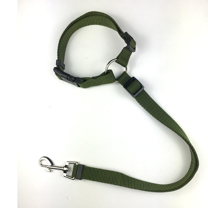 Secure and Adjustable Two-in-One Dog Harness Collar: Pet Accessories for Safe Travels - Includes Pet Car Seat Belt Lead Leash for Backseat Safety