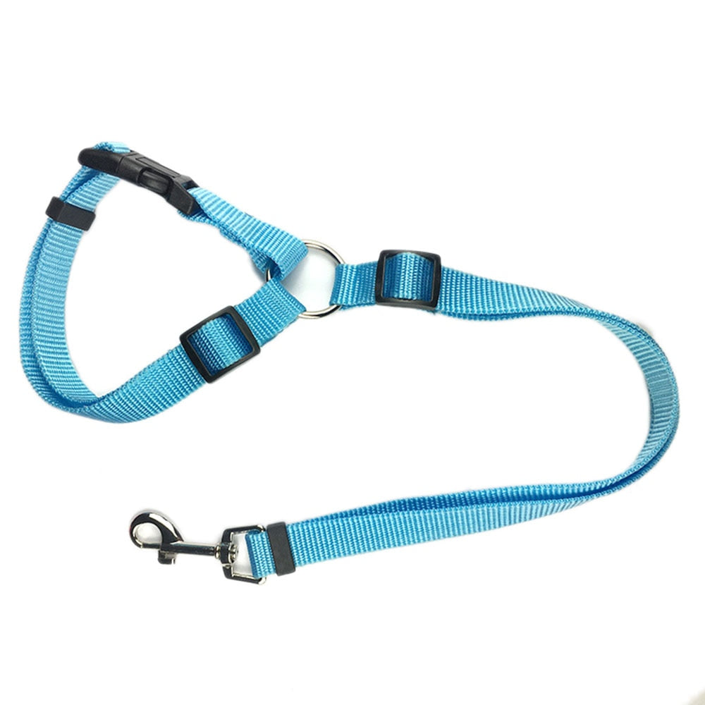 Secure and Adjustable Two-in-One Dog Harness Collar: Pet Accessories for Safe Travels - Includes Pet Car Seat Belt Lead Leash for Backseat Safety