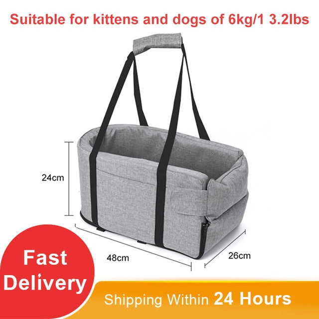 TravelSafe: Portable Pet Dog Car Seat with Central Control and Nonslip Design - Safe and Comfortable Carriers for Small Dogs and Cats During Travel