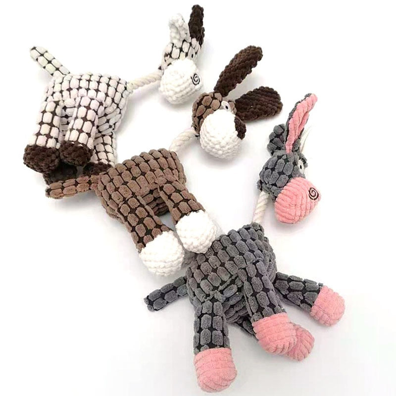 Plush Donkey Dog Toy: Fun Corduroy Chew Toy with Squeaker - Ideal for Dogs, Puppies, and Pet Training