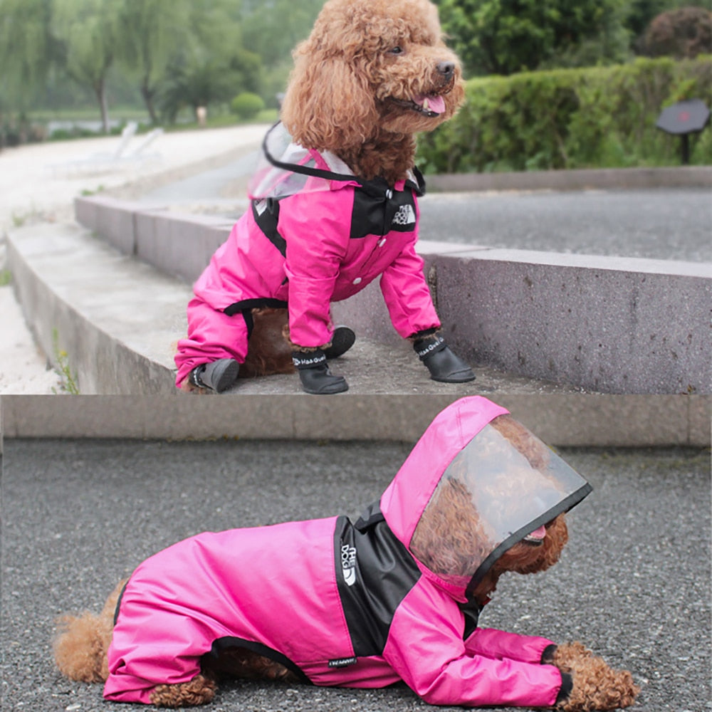 Pet Dog Raincoat: Transparent Hooded Jumpsuit Waterproof Coat for Dogs and Cats
