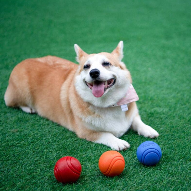 Bounce-n-Tug: High-Quality Rubber Chew Ball for Dogs - Interactive Bouncy Toy with Resistance String for Playful Fun