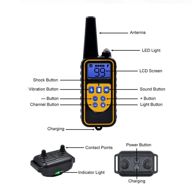 SmartBark Guardian: Electric Waterproof Dog Training Collar with Remote Control - Rechargeable Anti-Barking Device