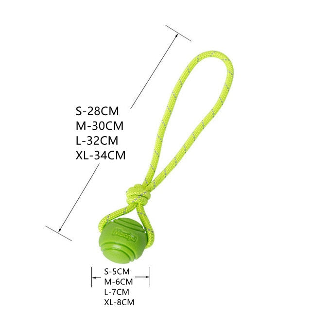 Bounce-n-Tug: High-Quality Rubber Chew Ball for Dogs - Interactive Bouncy Toy with Resistance String for Playful Fun