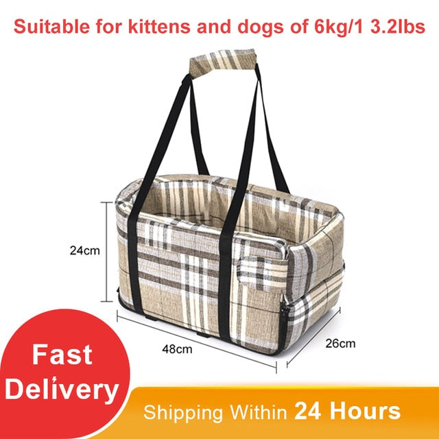 TravelSafe: Portable Pet Dog Car Seat with Central Control and Nonslip Design - Safe and Comfortable Carriers for Small Dogs and Cats During Travel