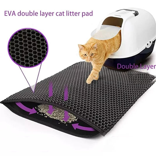Double Layer Waterproof Cat Litter Pad - Non-slip EVA Mat for Easy Cleaning and Pet Hygiene