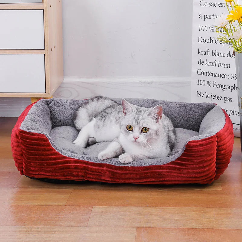 Soft Plush Pet Bed: Cozy Square Kennel for Dogs and Cats