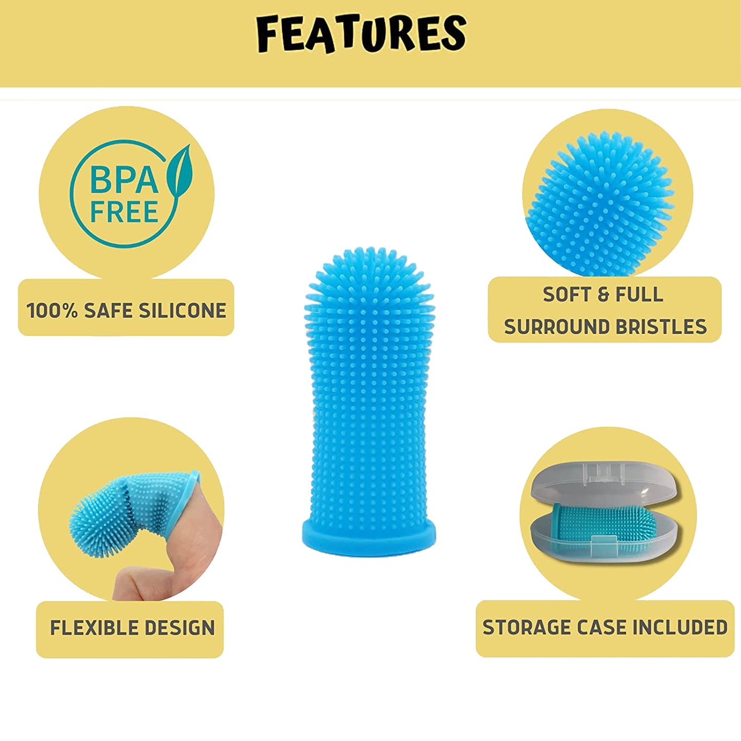 PetSmile: Non-Toxic Silicone Toothbrush for Effective Cleaning of Pet Dog and Cat Mouth - Eliminate Dirt and Odor Safely