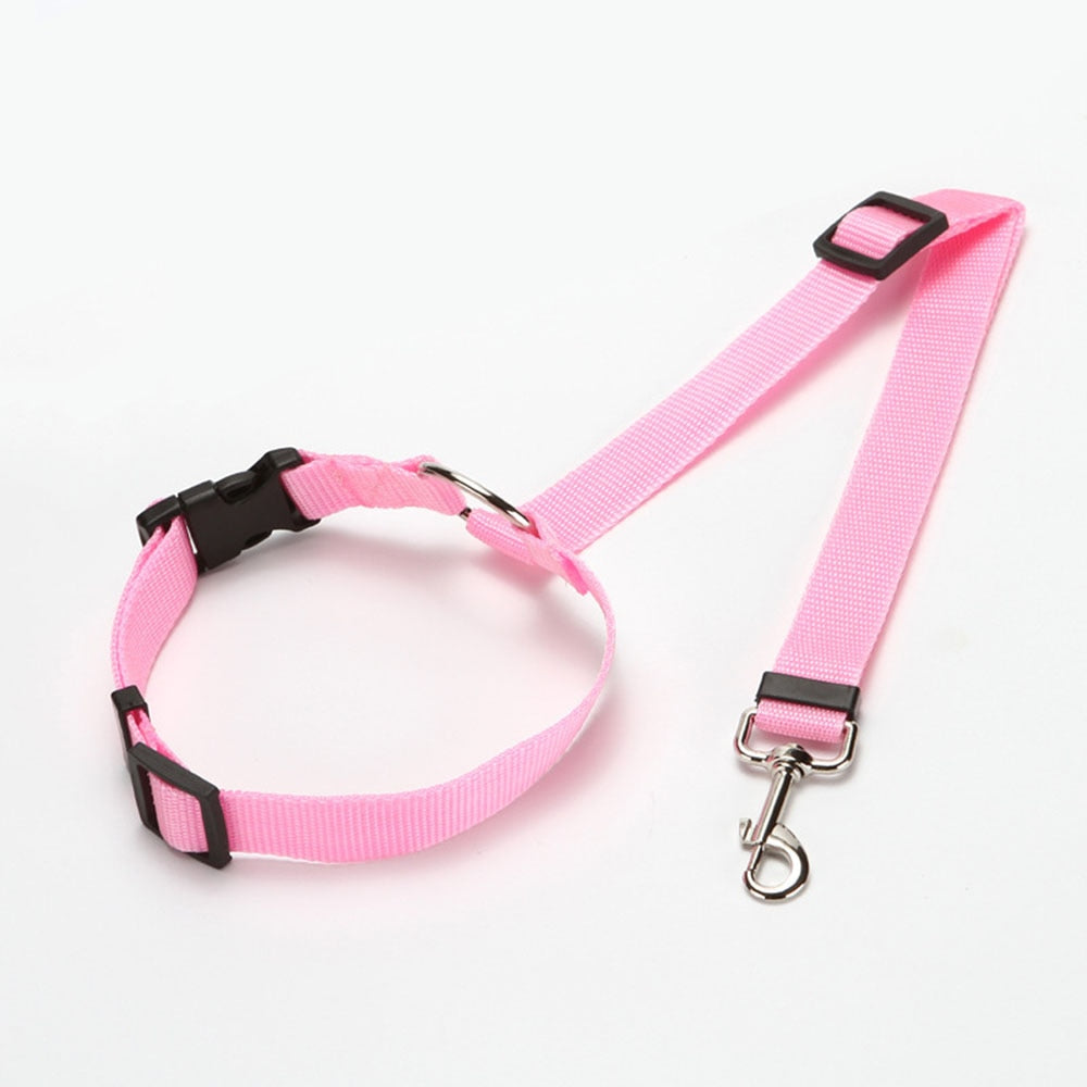 Secure and Adjustable Two-in-One Dog Harness Collar: Pet Accessories for Safe Travels - Includes Pet Car Seat Belt Lead Leash for Backseat Safety