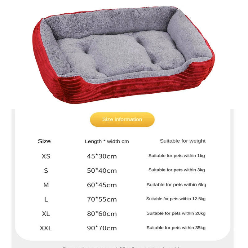 Soft Plush Pet Bed: Cozy Square Kennel for Dogs and Cats