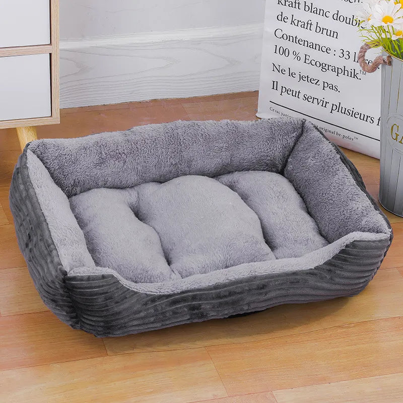 Soft Plush Pet Bed: Cozy Square Kennel for Dogs and Cats