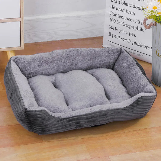 Soft Plush Pet Bed: Cozy Square Kennel for Dogs and Cats