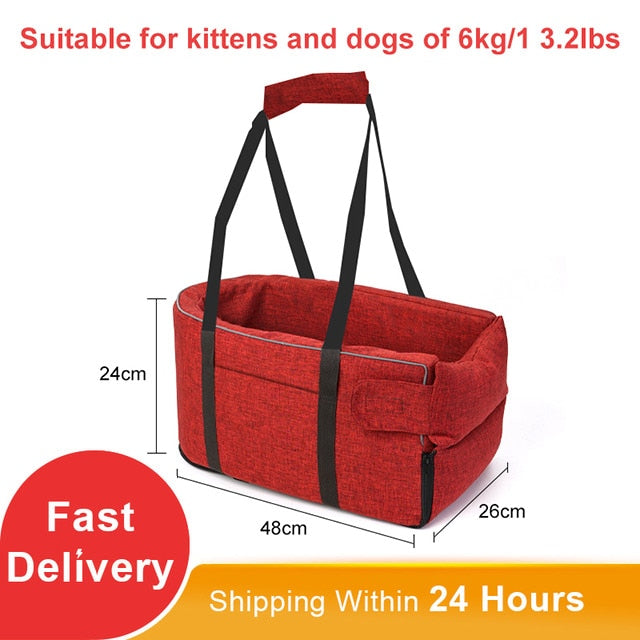 TravelSafe: Portable Pet Dog Car Seat with Central Control and Nonslip Design - Safe and Comfortable Carriers for Small Dogs and Cats During Travel