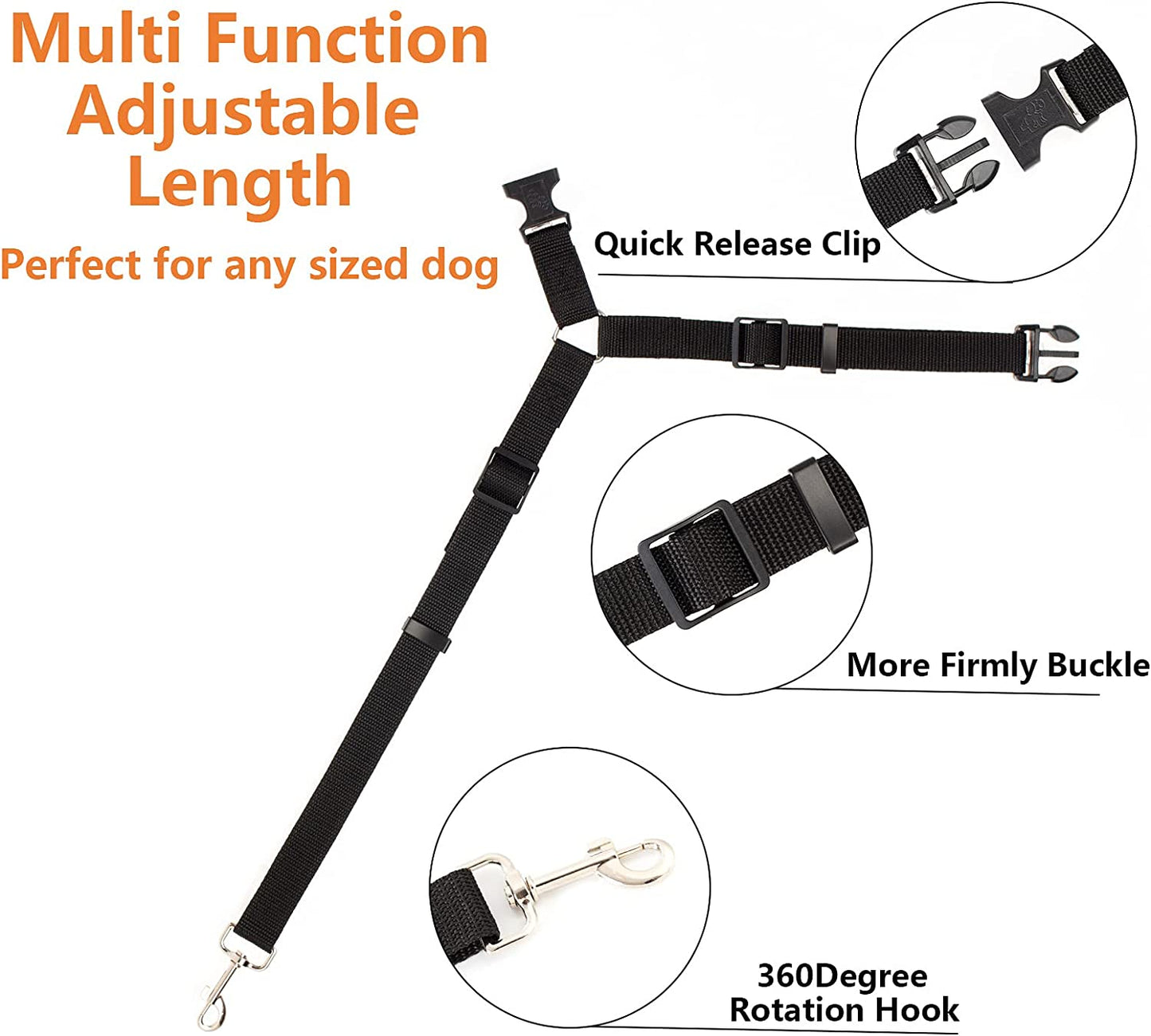 Secure and Adjustable Two-in-One Dog Harness Collar: Pet Accessories for Safe Travels - Includes Pet Car Seat Belt Lead Leash for Backseat Safety