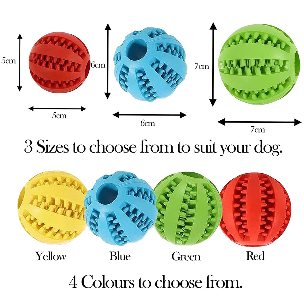 Durable Rubber Dog Ball Toys for Puppies and Large Dogs - Funny and Interactive Pet Toys for Tooth Cleaning and Snack Dispensing