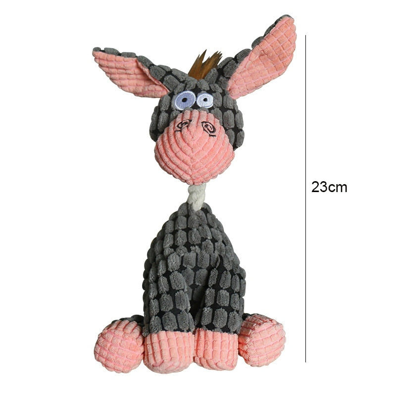 Plush Donkey Dog Toy: Fun Corduroy Chew Toy with Squeaker - Ideal for Dogs, Puppies, and Pet Training