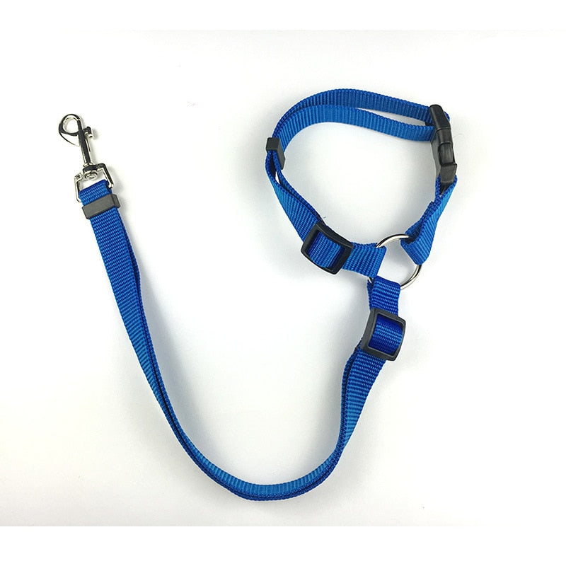 Secure and Adjustable Two-in-One Dog Harness Collar: Pet Accessories for Safe Travels - Includes Pet Car Seat Belt Lead Leash for Backseat Safety