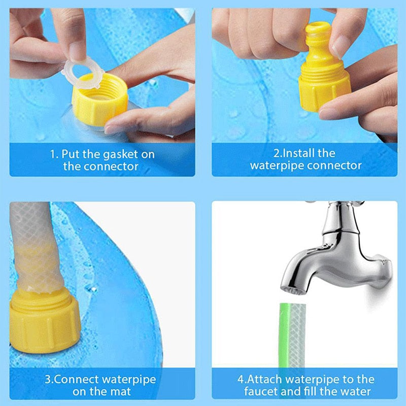 AquaPaws: Pet Sprinkler Pad Play Cooling Mat - Inflatable Water Spray Pad for Dogs to Beat the Summer Heat