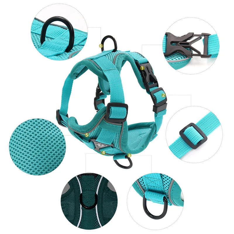 FlexFit Reflective Mesh Dog Harness and Leash Set: Adjustable Vest for Small Dogs and Cats, Ideal for French Bulldogs