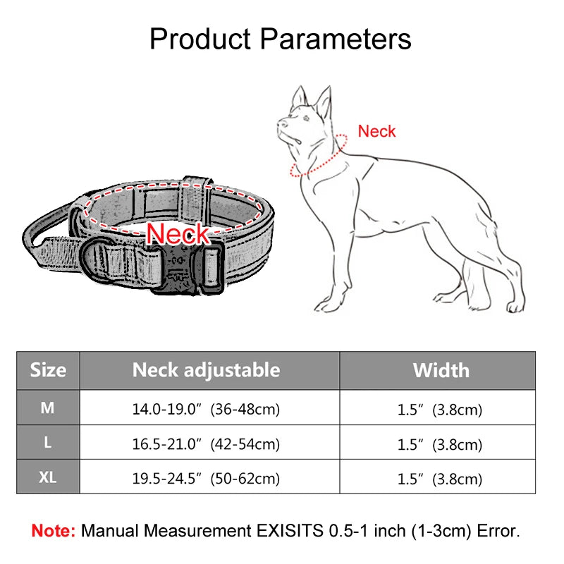 Tactical Control Dog Collar: Durable Military-Grade Collar for Medium to Large Breeds