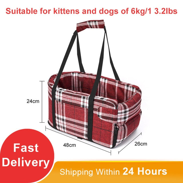 TravelSafe: Portable Pet Dog Car Seat with Central Control and Nonslip Design - Safe and Comfortable Carriers for Small Dogs and Cats During Travel