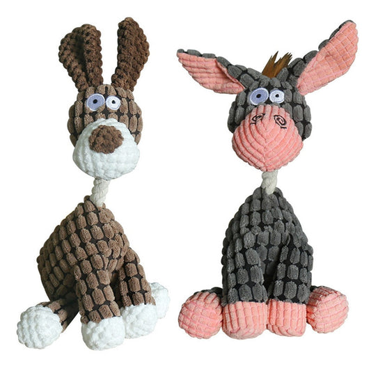 Plush Donkey Dog Toy: Fun Corduroy Chew Toy with Squeaker - Ideal for Dogs, Puppies, and Pet Training