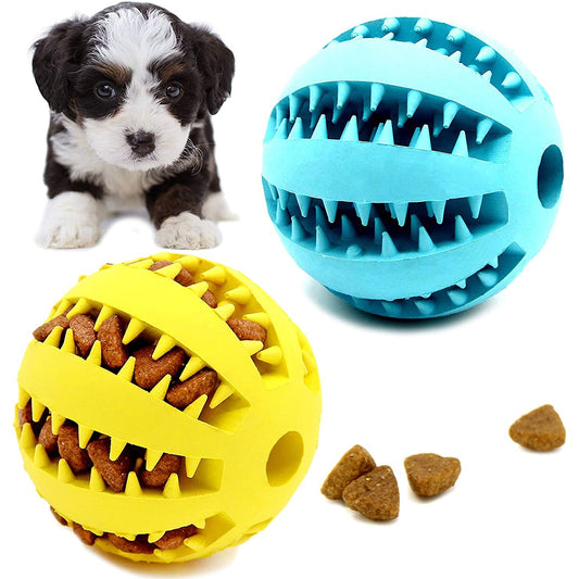 Durable Rubber Dog Ball Toys for Puppies and Large Dogs - Funny and Interactive Pet Toys for Tooth Cleaning and Snack Dispensing