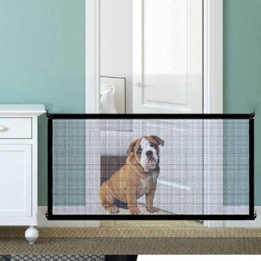 Portable Folding Pet Barrier Fence - Breathable Mesh Dog Gate for Pet and Baby Safety