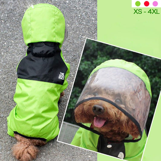 Pet Dog Raincoat: Transparent Hooded Jumpsuit Waterproof Coat for Dogs and Cats